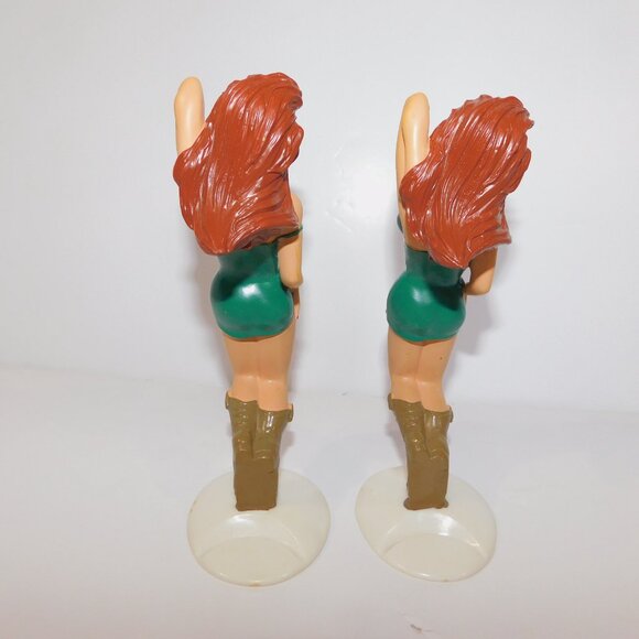 Set 2 VTG Ganz R. Demars Bottoms Up Beer Can Holder Pinup Red Hair Green Dress - Picture 5 of 6